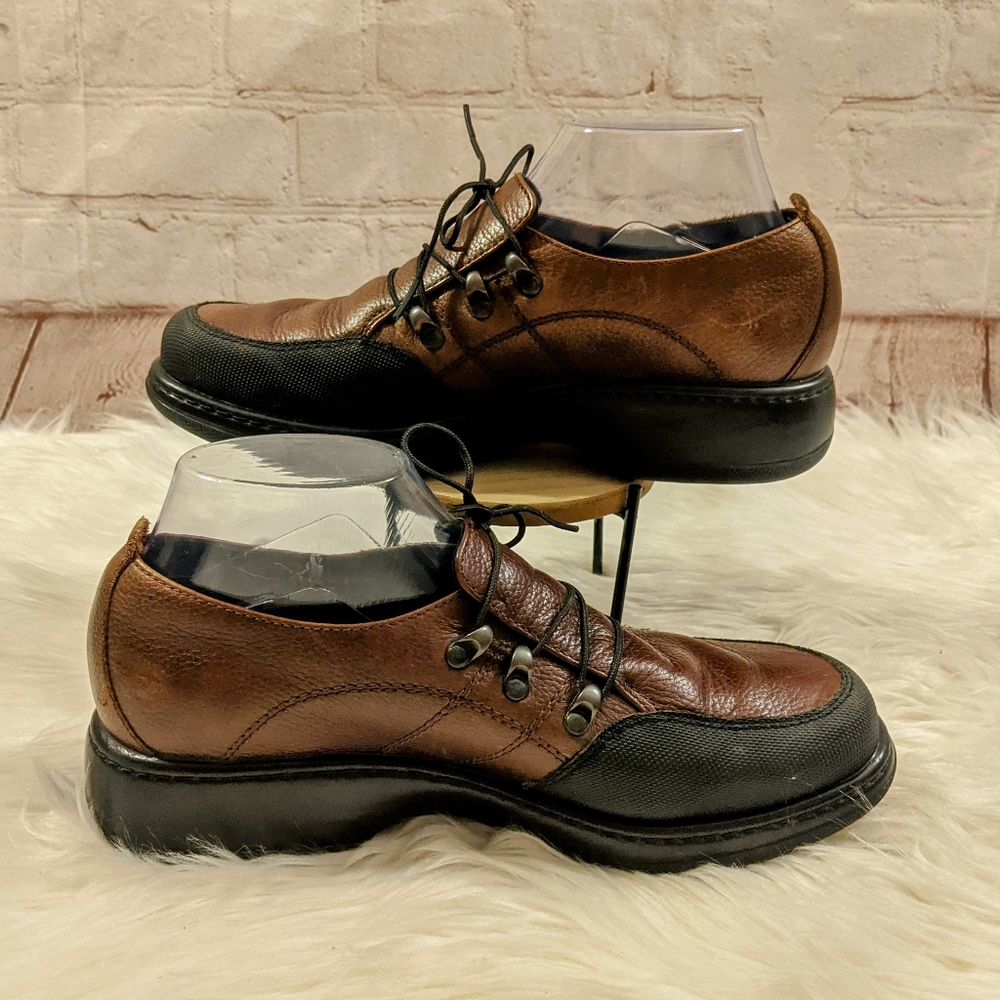 Dansko Janika Brown Leather Lace Up Clogs Shoes Size 40 US 9.5 EUC